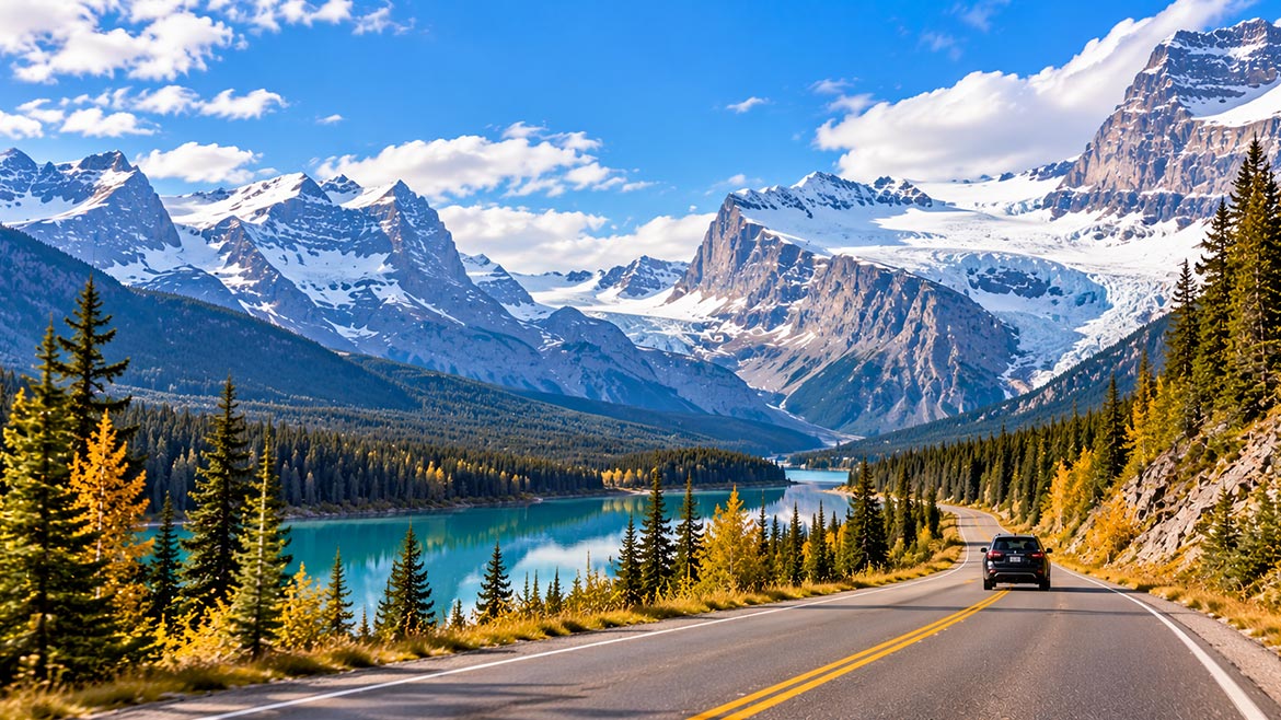 Icefields Parkway scenic drive in Alberta