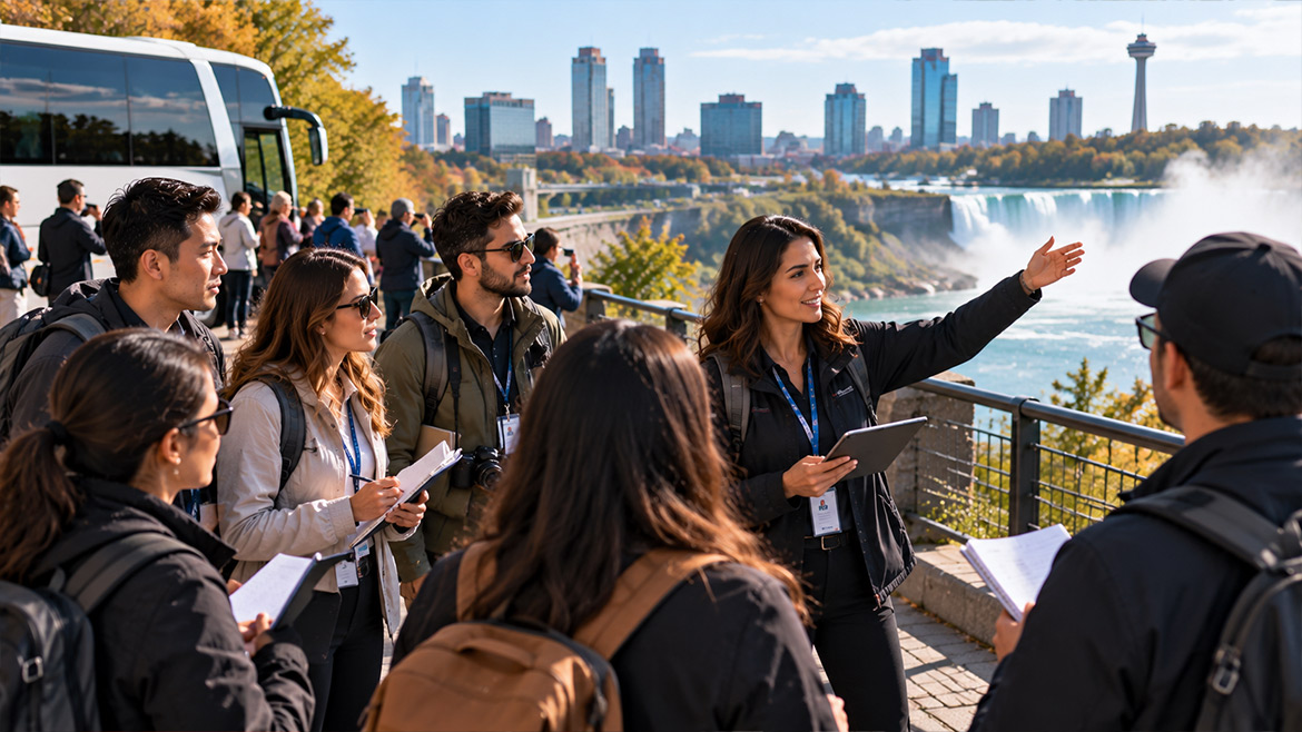 Tourism professionals receiving practical field training