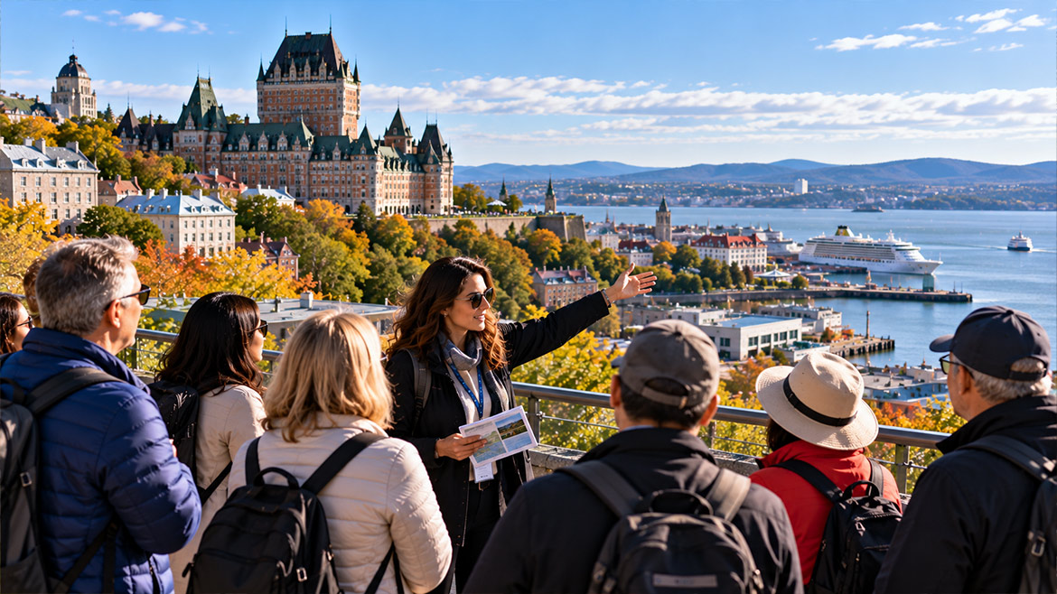 International group exploring Quebec City, Canada