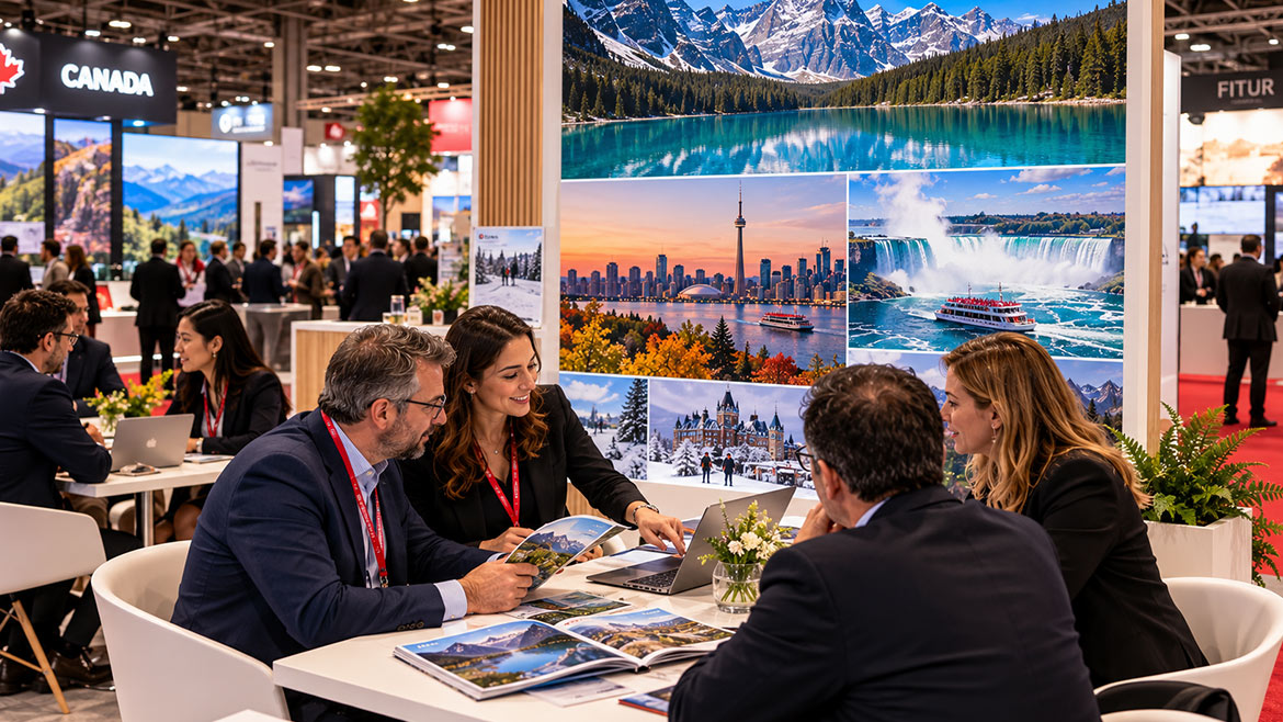 Canadian tourism promotion at an international trade show