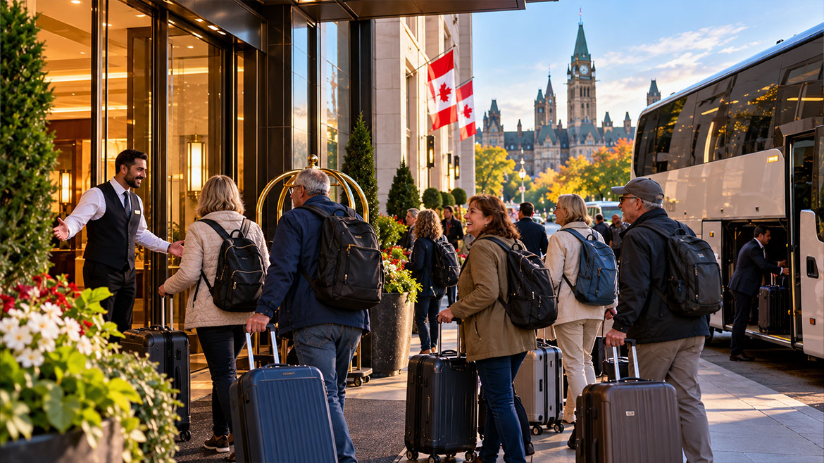 International tourists supporting Canadian hotels and local businesses