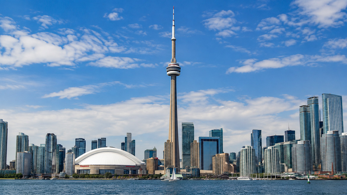CN Tower and Toronto skyline viewed from Lake Ontario