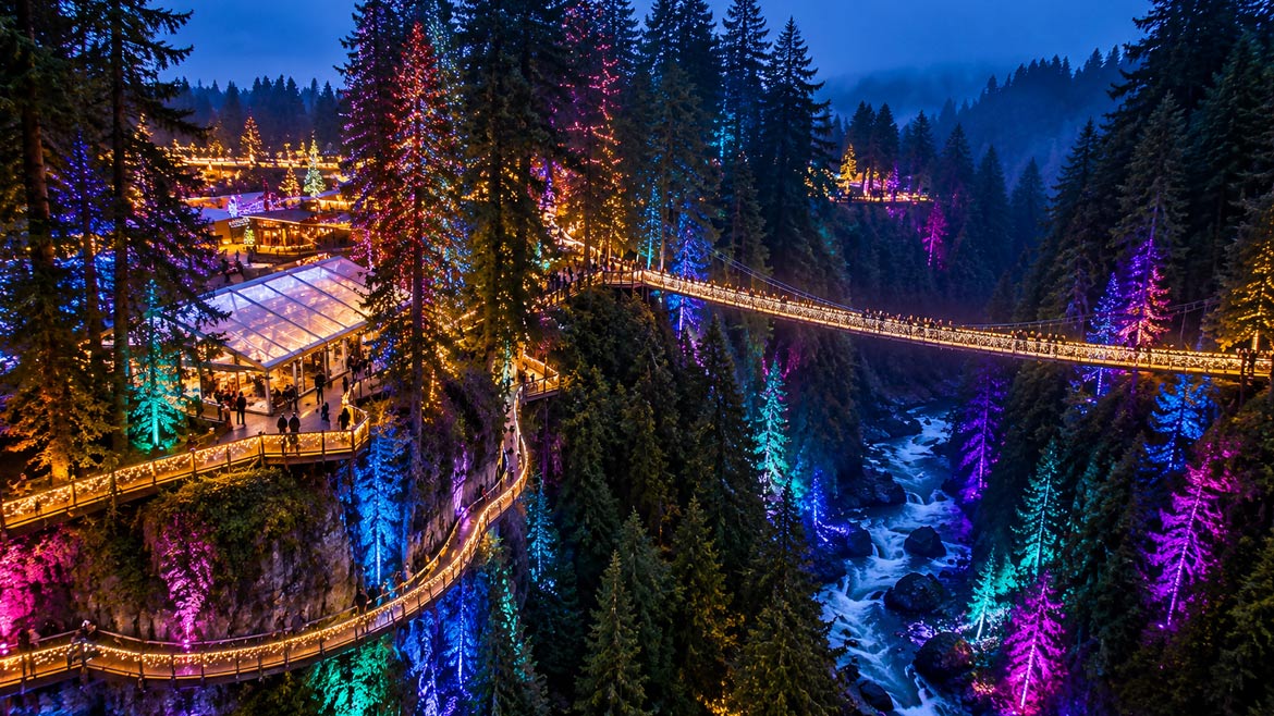 Canyon Lights at Capilano Suspension Bridge Park in winter