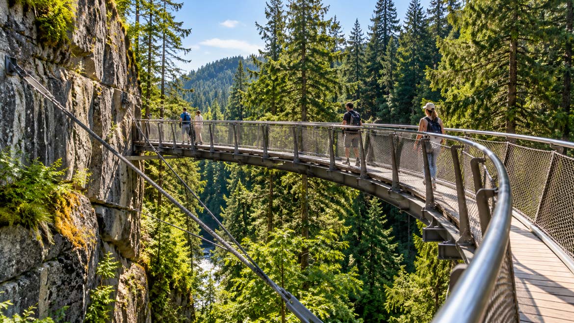 Cliffwalk above the rainforest at Capilano Suspension Bridge Park
