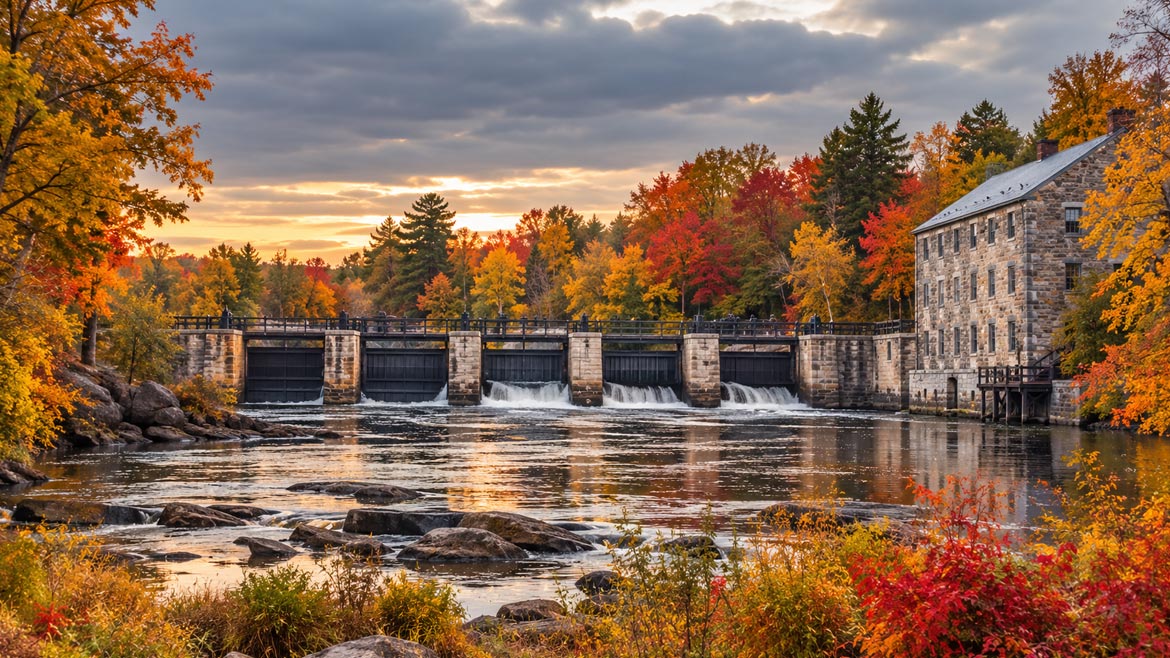 Jones Falls on the Rideau Canal in autumn