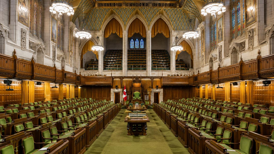 House of Commons chamber during a Parliament Hill tour