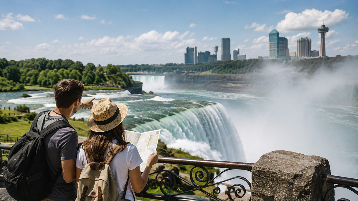 Travellers planning a visit overlooking Niagara Falls Canada