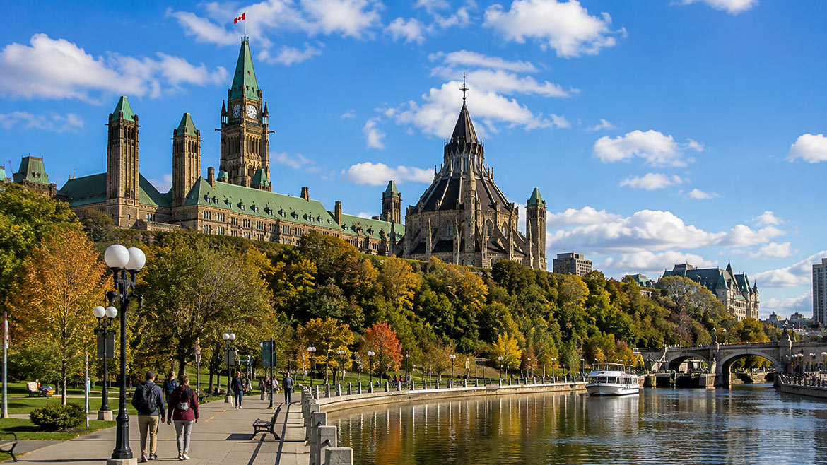 Parliament Hill in Ottawa during autumn