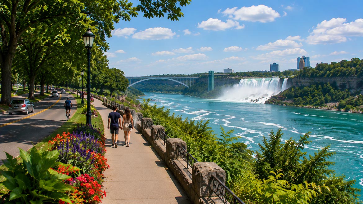 Scenic Niagara Parkway along the Niagara River near Niagara Falls Canada