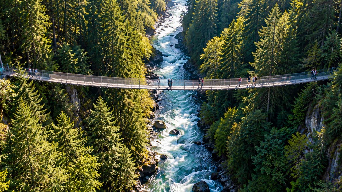 Capilano Suspension Bridge above the Capilano River in North Vancouver