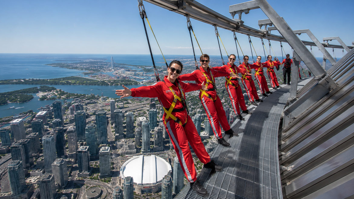 CN Tower EdgeWalk experience overlooking downtown Toronto
