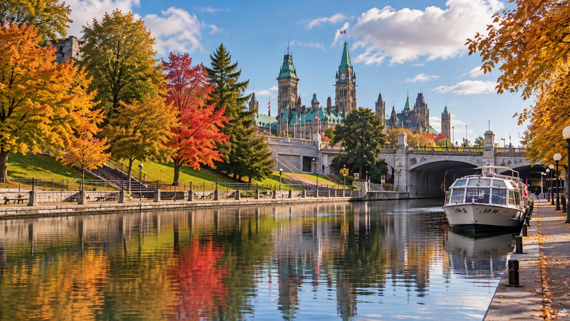 Ottawa Locks on the Rideau Canal in autumn