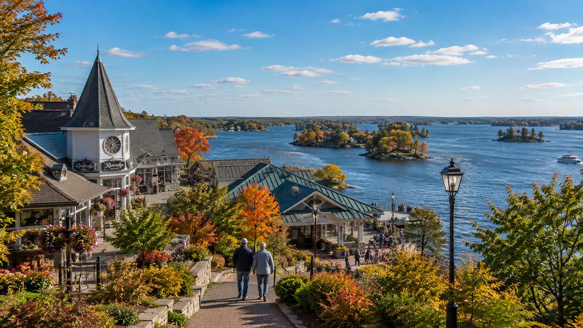 Waterfront view of the Thousand Islands in Ontario during a scenic day trip