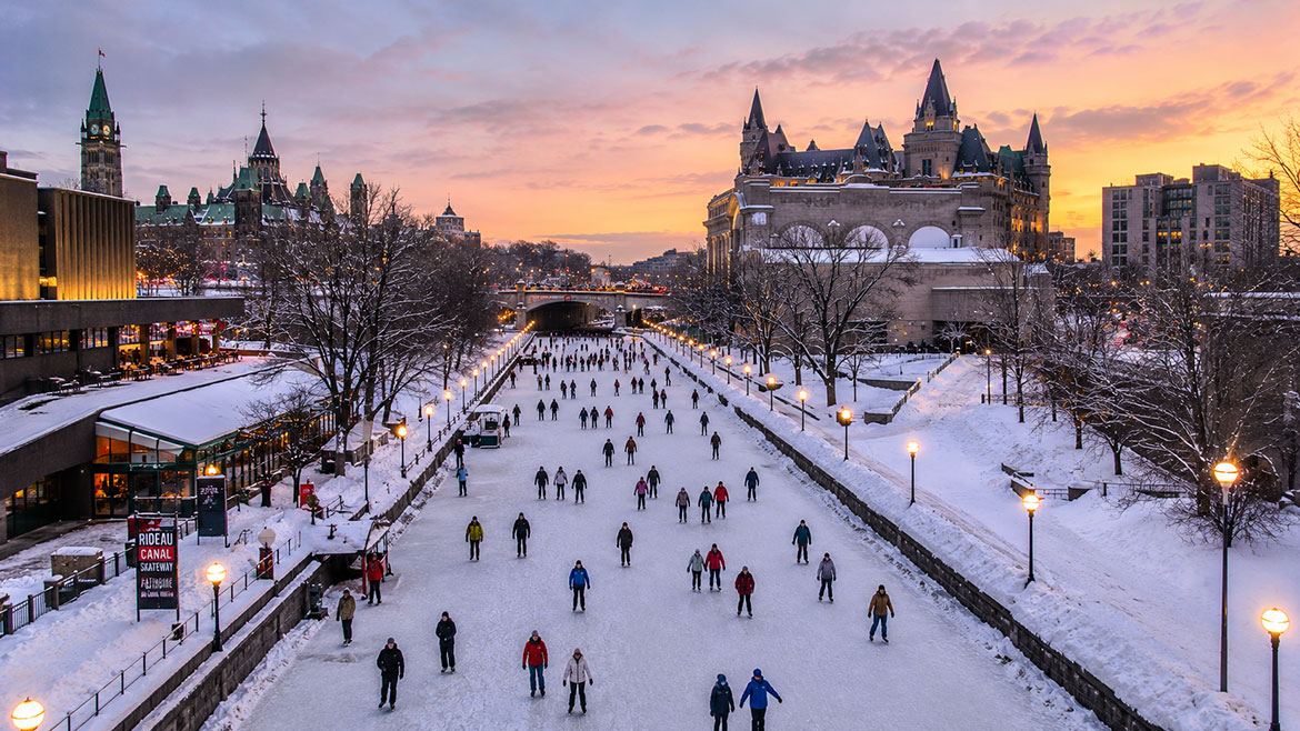 Rideau Canal Skateway near Parliament Hill in Ottawa