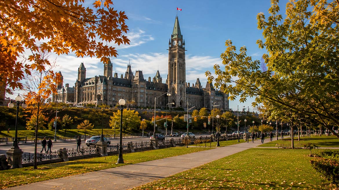 Parliament Hill in Ottawa during autumn