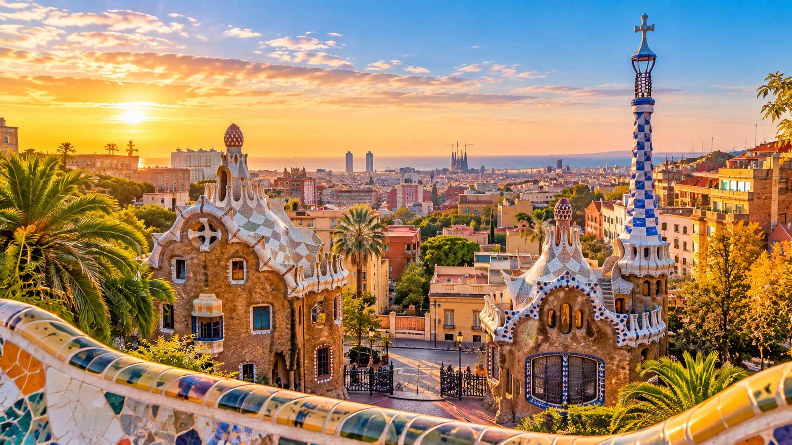 Park Güell with Barcelona skyline, Spain - Alaedin Travel Canada