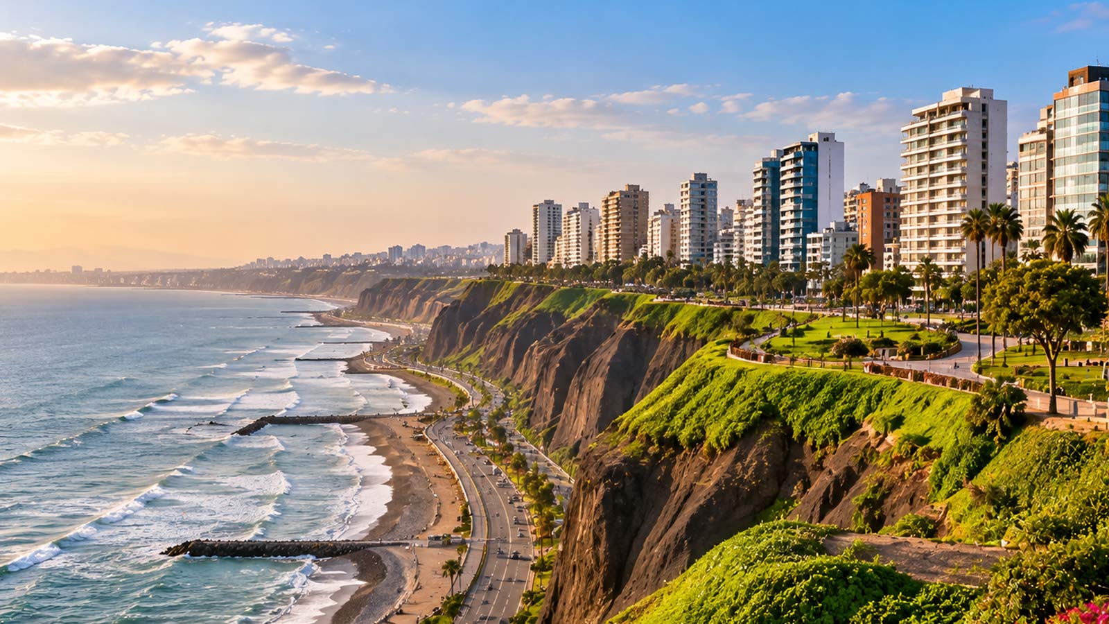Miraflores coastline and Pacific Ocean in Lima, Peru - Alaedin Travel Canada