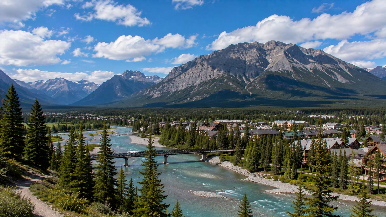 Bow River in Canmore, Canadian Rockies, Alberta